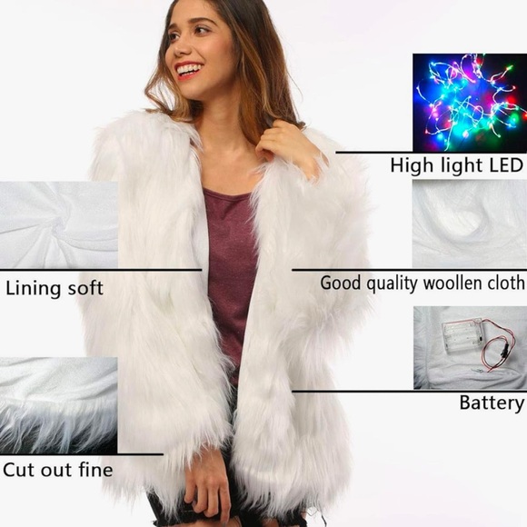 Light up white faux fur coat - Picture 5 of 7